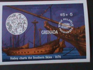 ​GRENADA 1985- HALLEY COMETS-WORLD PHILATELIC PROGRAMMES -MNH S/S VERY FINE