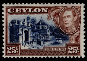 CEYLON GVI SG392, 24c deep blue & chocolate, M MINT.