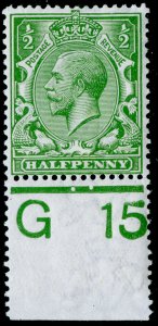 SG351 SPEC N14(3), ½d pale green, LH MINT. CONTROL G15 PERF.