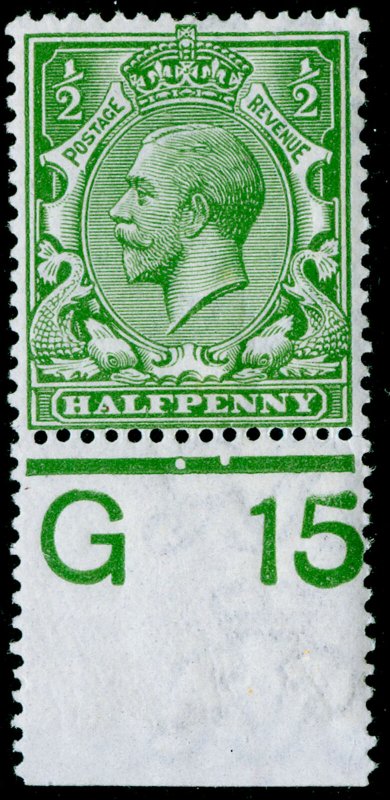 SG351 SPEC N14(3), ½d pale green, LH MINT. CONTROL G15 PERF.