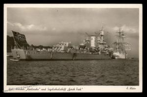 3rd Reich Germany Navy Ship Kreuzer Crusier Karlsruhe RPPC 88999