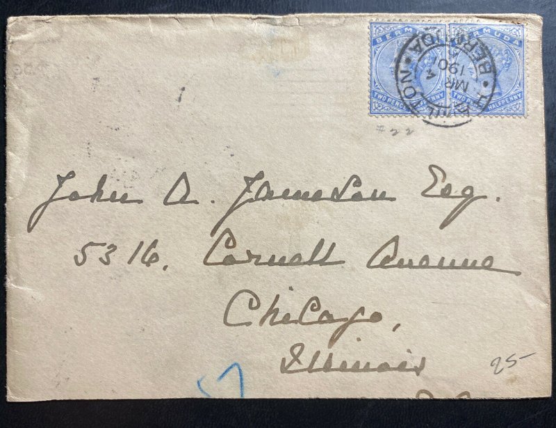 1901 Hamilton Bermuda Cover To Chicago IL USA 