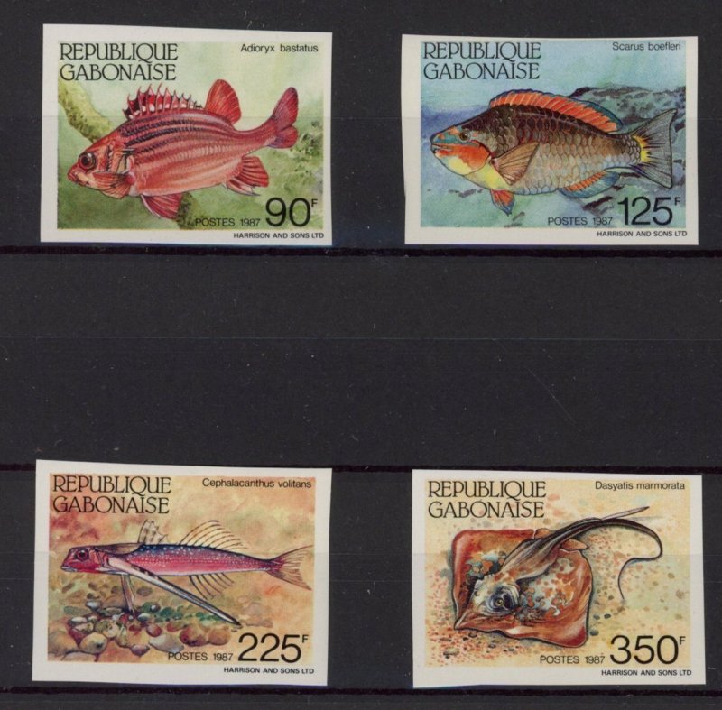 [Hip2521] Gabon 1987 : Fish Good set very fine MNH imperf stamps