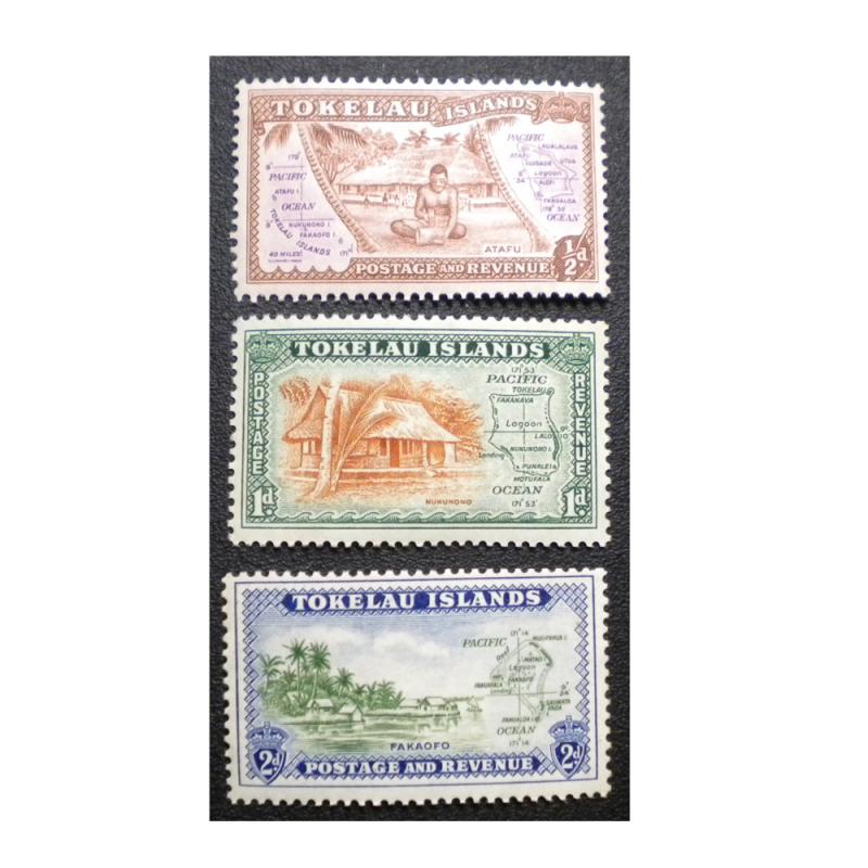 TOKELAU STAMP. YEAR 1948. SCOTT # 1 - 2 - 3. UNUSED. EARLY ISSUE