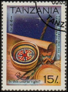 Tanzania 987 - Cto - 15sh Discovery of America /Compass /Chart (1992) (cv $0.35)