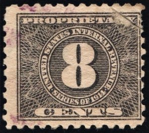 RB62 8¢ Proprietary Stamp (1914) Used/Fault