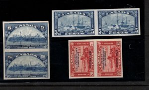 Canada #202a #203a #204a Extra Fine Never Hinged Imperf Pair Trio