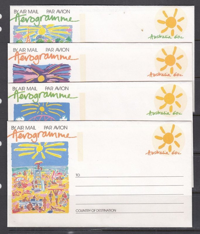 Australia Unused - Set of 4 Holiday Aerogrammes