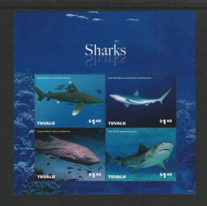 FISH-TUVALU #1303 SHARKS M/M MNH