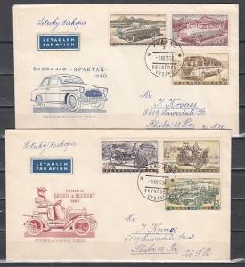 Czechoslovakia, Scott cat. 890-895. Automobiles on 2 Mailed First day covers. ^