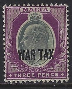 Malta, Scott #MR2; 3p War Tax, MH