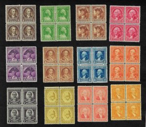 704-715 Mint,OG,NH... Blocks of 4... SCV $133.00... Complete set... XF