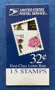 BK178A (2492a) Makeshift PINK ROSE Unexpl Booklet of 15 US 32¢ Stamps MNH 1995