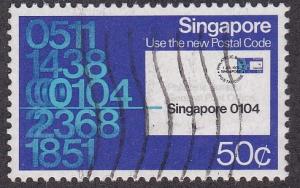 Singapore # 324, Postal Code System, Used, Third Cat