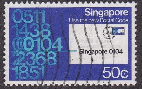 Singapore # 324, Postal Code System, Used, Third Cat