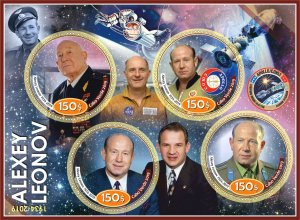 Stamps. Space. Famous people. Alexey Leonov 2019 year 1+1 sheets perforated