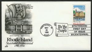 #2348 25c Rhode Island, Art Craft-Hand Cancel FDC **ANY 5=FREE SHIPPING**