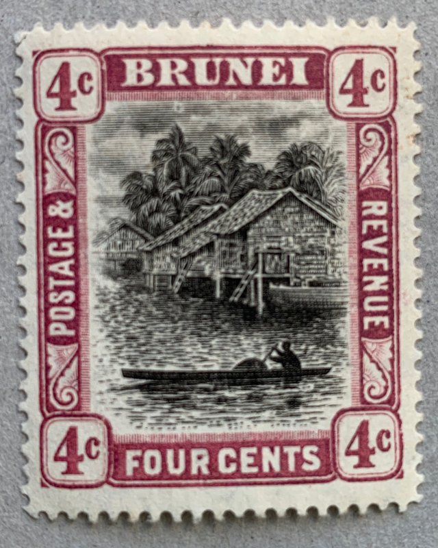 Brunei 1907 4c reddish purple, unused, loose perf. Scott #19a, CV $80.00. SG 26a