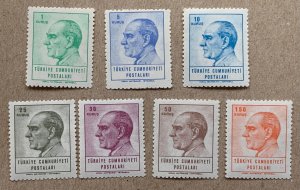 Turkey 1965 Ataturk set of 7, MNH. Scott 1650-1656, CV $21.95