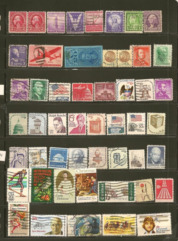 USA Collection of 48 Different Old Used Off Paper Stamps
