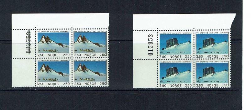 Norway: 1985 Antarctic Mountains, MNH set in blocks