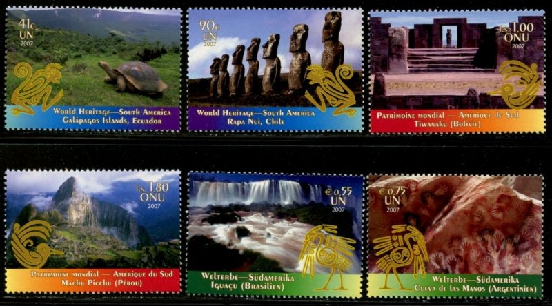 UNITED NATIONS Sc# NY 941-2 GE 472-3 VI 400-1 2007 World Heritage MNH