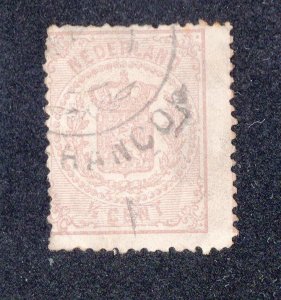 Netherlands 1871 1/2c red brown Arms, Scott 17 used, value = $3.75