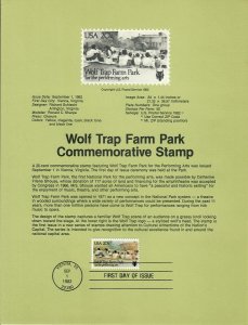 US SP594 Wolf Trap Farm Souvenir Page #2018