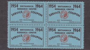 1954 /1964 Britannica Service Coupon Stamp in Blue MNH blk 4