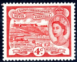 St. Kitts Nevis 124 MH 1954 4c red
