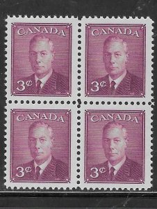 Canada  #291  3c George Vl  (MN H) block of 4 CV $1.40