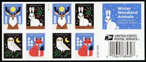5825b, Counterfeit Booklet Pane of 20 Winter Woodland Animals - Stuart Katz