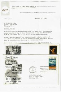 US1F #1339 Ill. Statehood+ Ayerst Lab Letters & Inserts Medicines Dr. Eisin M.D.