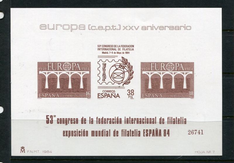 Spain 1984  proof  Souvenir sheet World expo España 84, EUROPA,MNH 6732