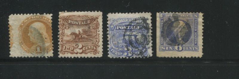 1869 US Stamps #112-115 Used Average Postal Canceled G. Grill Set