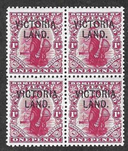 New Zealand, 1911, Scott #131D, Victoria Land Overprint, Block of 4, Mint, N.H.