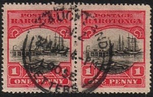 COOK IS 1927 1d SG70 used pair cat £52 - AUCKLAND LOOSE LETTERS cds........15431