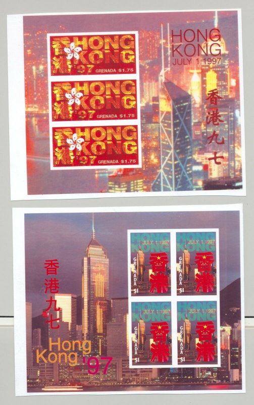 Grenada #2672-75 Hong Kong Returns to China 4v M/S Imperf Chromalin Proofs