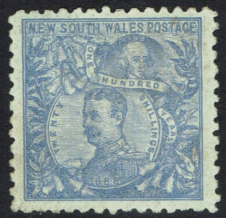 NEW SOUTH WALES 1890 CARRINGTON 20/- WMK 20/- NSW IN CIRCLE PERF 10 