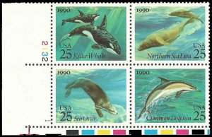PCBstamps   US #2508/2511 PB $1.00(4x25c)Sea Creatures, 2132 1, MNH, (PB-3)