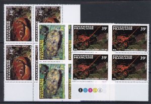 French POLYNESIA 1987 Lovely Marine Life (3v Cpt, B/4) VF MNH CV$28