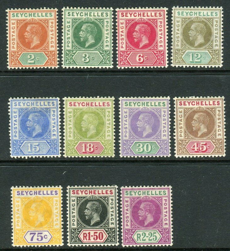 SEYCHELLES-1912-16 A mounted mint set to 2r25 Sg 71-81