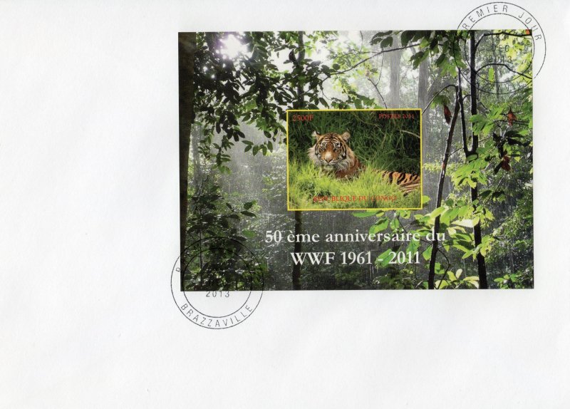 Congo Republic 2013 WWF 50th.Anniversary S/S (1) Imperforated  FDC