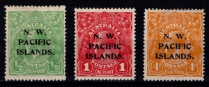 North West Pacific Islands 1915-18 Australia Optd 1/2d, 1d, 4d [Unused]