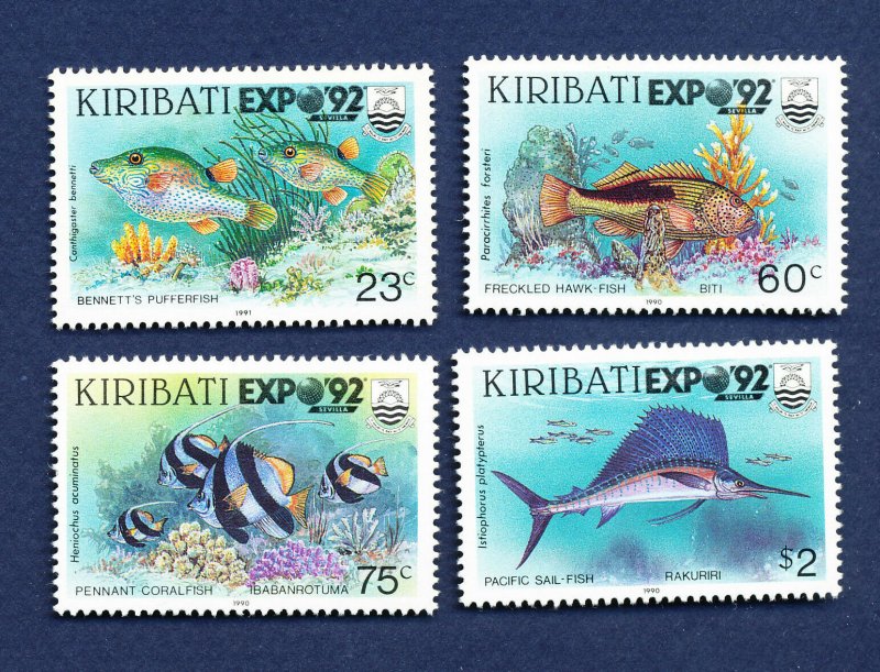 KIRIBATI - Scott 587-590 - FVF MNH - Fish - Expo92 Stamp Show - 1992