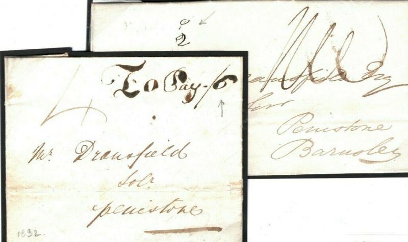 GB Yorks Penistone *Additional Local Post Charge* 1830s {samwells-covers} P87a