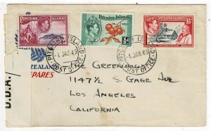 Pitcairn Island 1943 cover to the U.S., censored in New Zealand