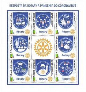 St Thomas - 2021 Rotary International & Pandemic - 9 Stamp Sheet - ST210627a