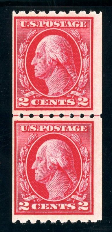 USAstamps Unused FVF US 1912 Washington Perf 8.5 Line Pair Scott 411 OG MNH