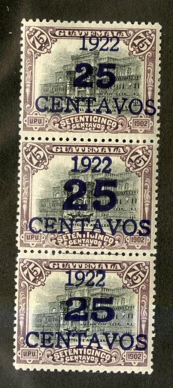 GUATEMALA 192, 192a (2) MH STRIP/3 SCV $1.20 BIN $0.60 ARCHITECTURE